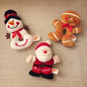 Gund Christmas Holiday plush rattles - set of 3